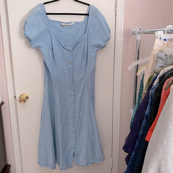 Vintage Diana Marco Light Blue Chambray Dress Size 1X - Picture 1 of 9